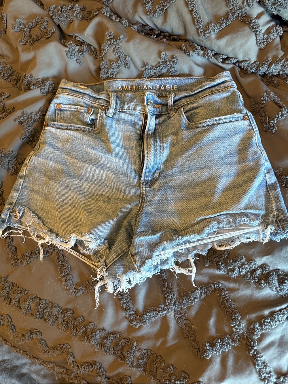 American Eagle Outfitters Light Blue Frayed Hem Denim Shorts
